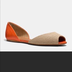 Coach Sherlock peep toe flats in orange.